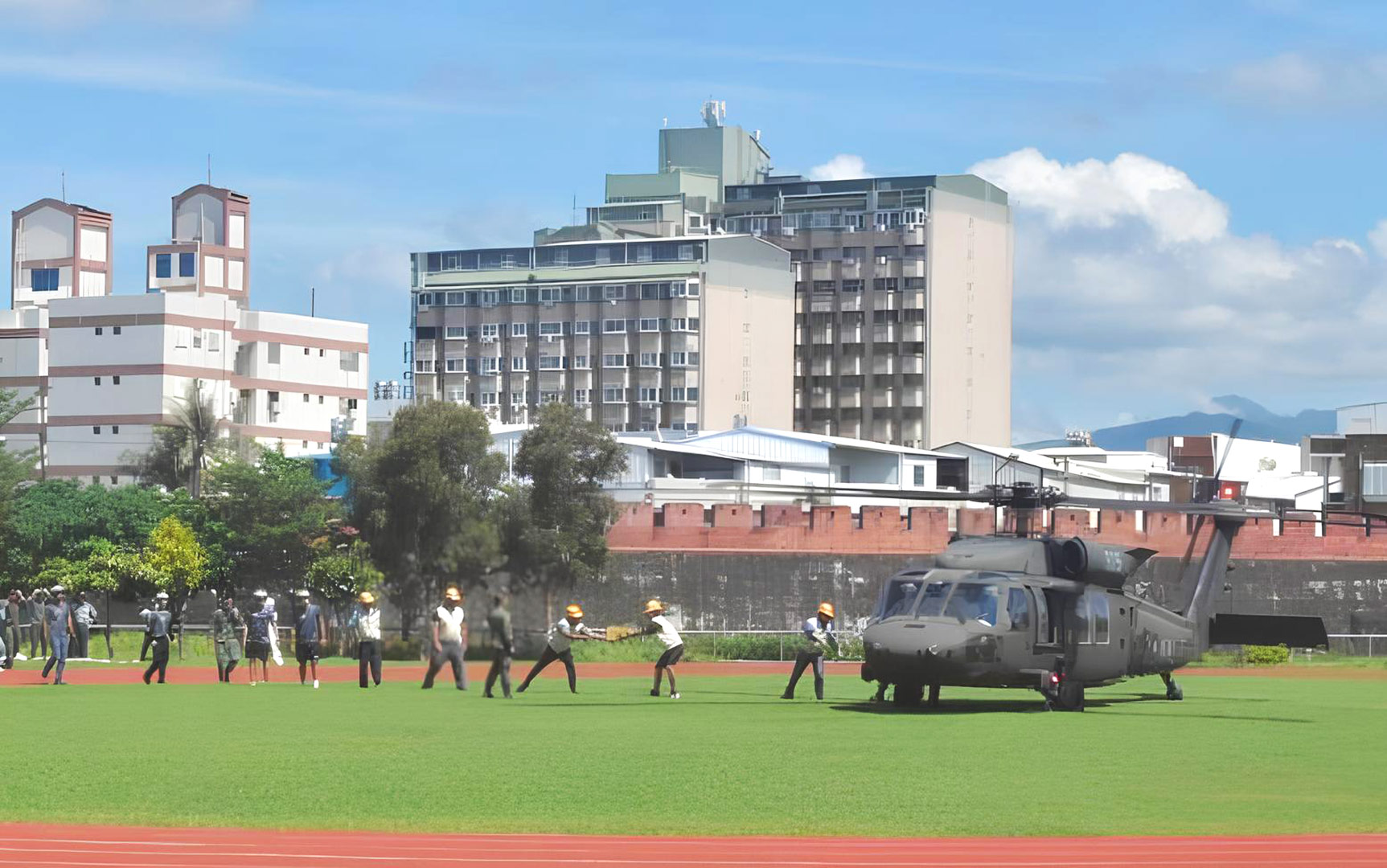 Image(3):Isolated island resupply of essential goods using helicopters deployed by the Army