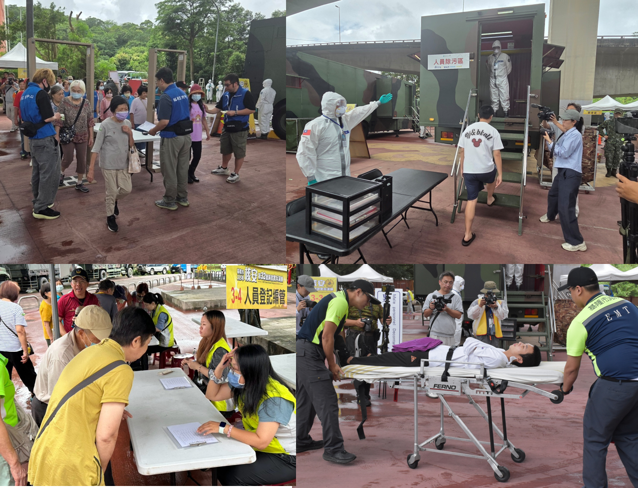 相關照片(4):核能二廠東行方向防護站(基隆市消防局前廣場)開設演練-人員偵檢及除污作業、登記編管及緊急醫療救護
